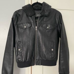 Obey Faux Leather Bomber Jacket